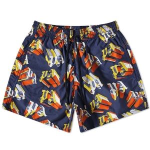 PALM ANGELS X VILBREQUIN MONOGRAMMED LOGO SWIM SHORTS SIZE S